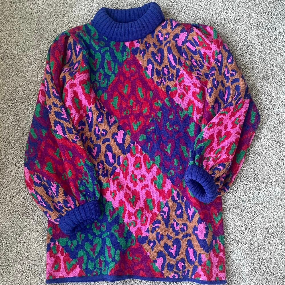 FARM Rio Mixed Leopard Pop Sweater Dress Size Large